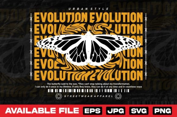 Evolution Butterfly Streetwear Design: A Modern Graphic Asset