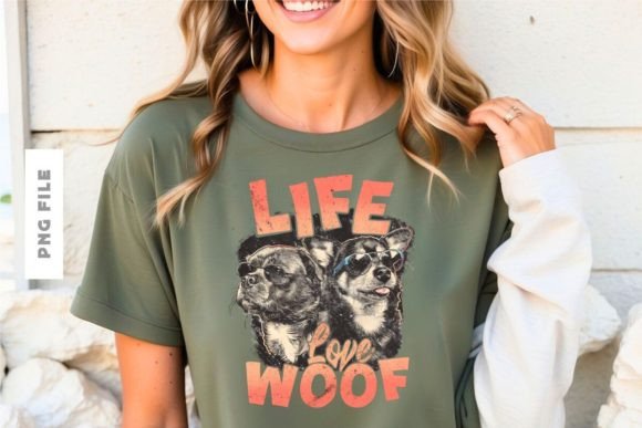 Life Love Woof T-shirt Design: A Modern Graphic Design Asset