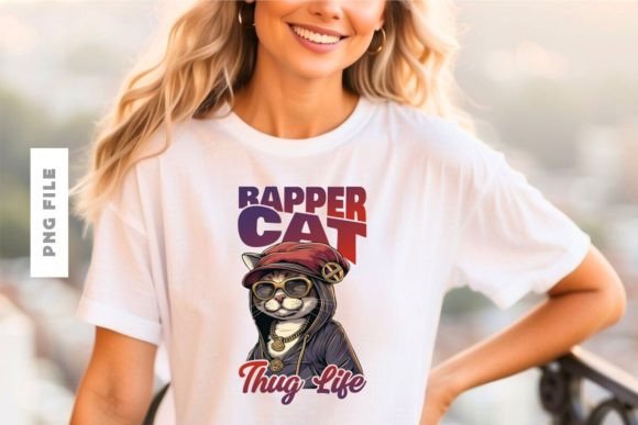 Rapper Cat Thug Life T-shirt Design: A Bold Graphic Asset