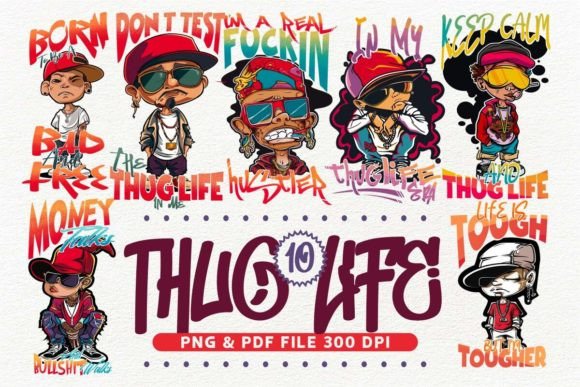 Thug Life T-shirt Design Bundle: Premium Graphics for Modern Merch