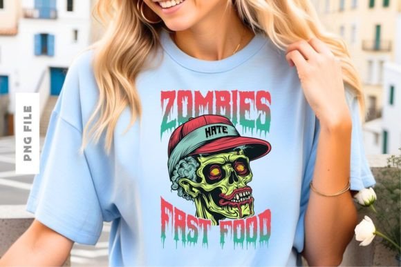 Zombies Hate Fast Food: A Premium T-Shirt Design Asset